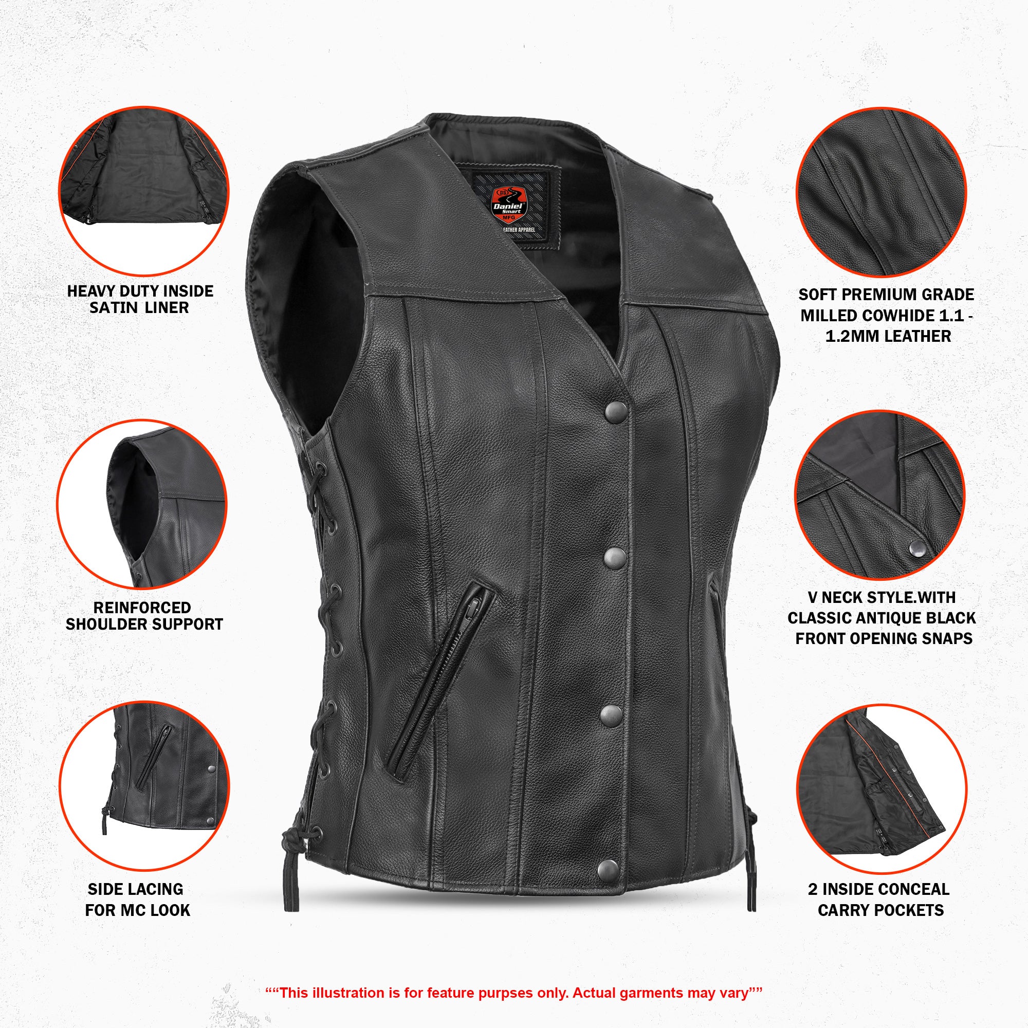 Swift™ Women's Leather Motorcycle Vest