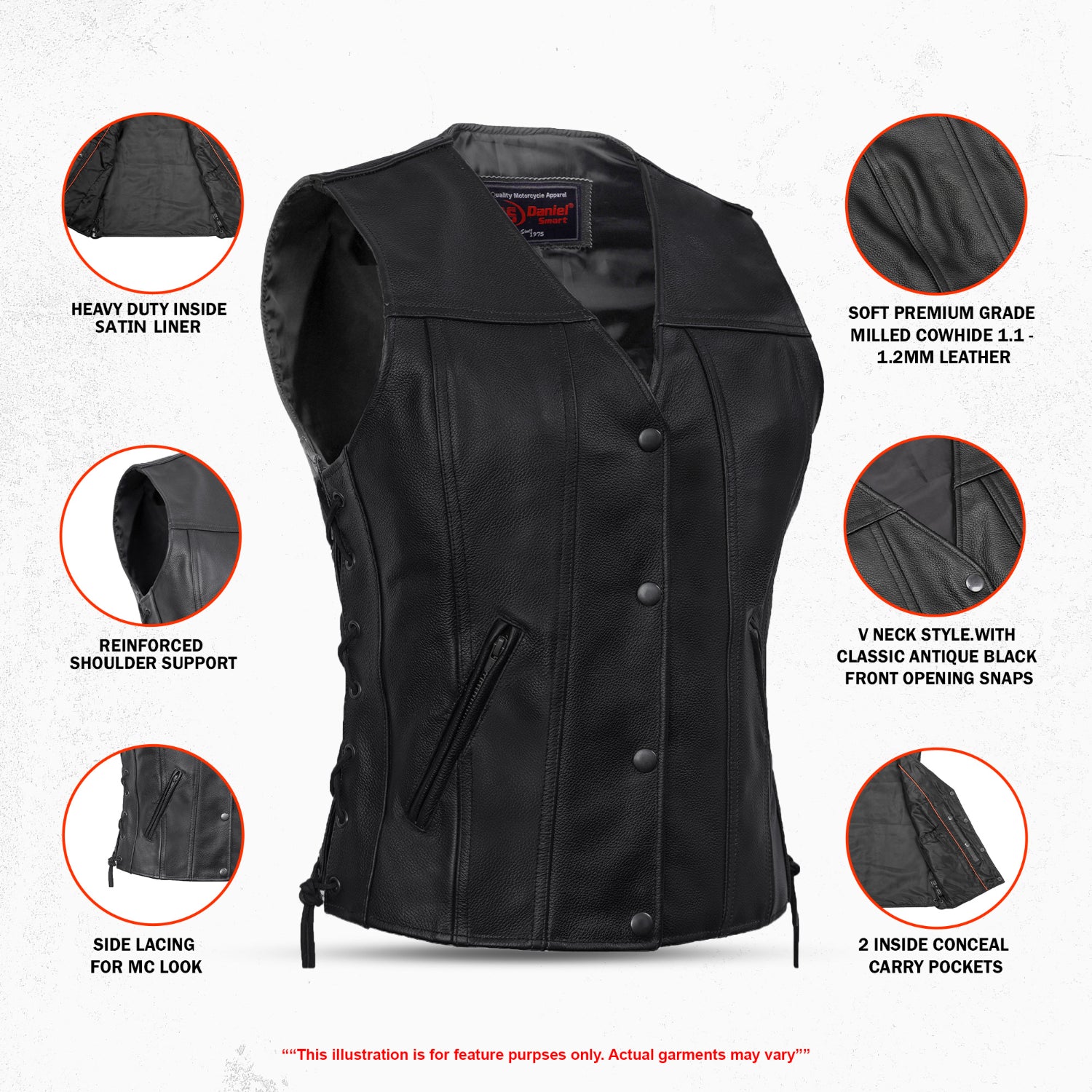 Swift™ Women's Leather Motorcycle Vest