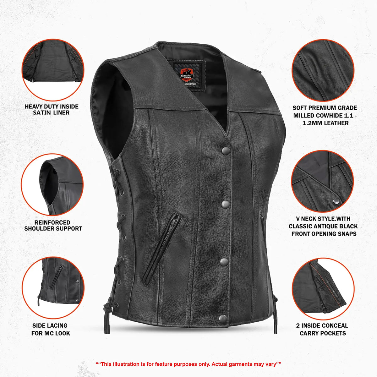 Swift™ Women's Leather Motorcycle Vest