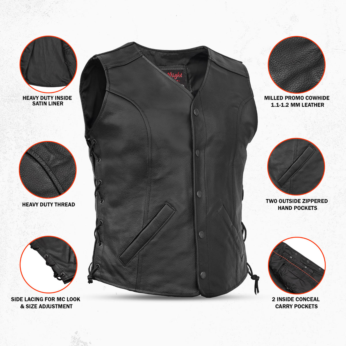 Lacera™ Women's Leather Motorcycle Vest Lacera™ Women's Leather Motorcycle Vest