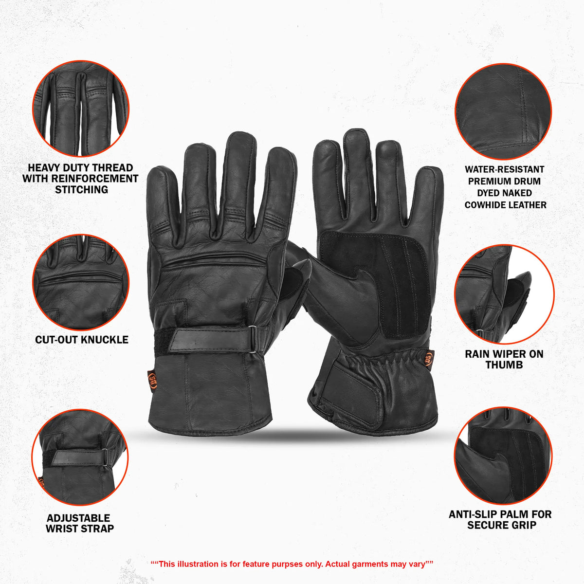 TrailFrost Men's Gauntlet Motorcycle Gloves