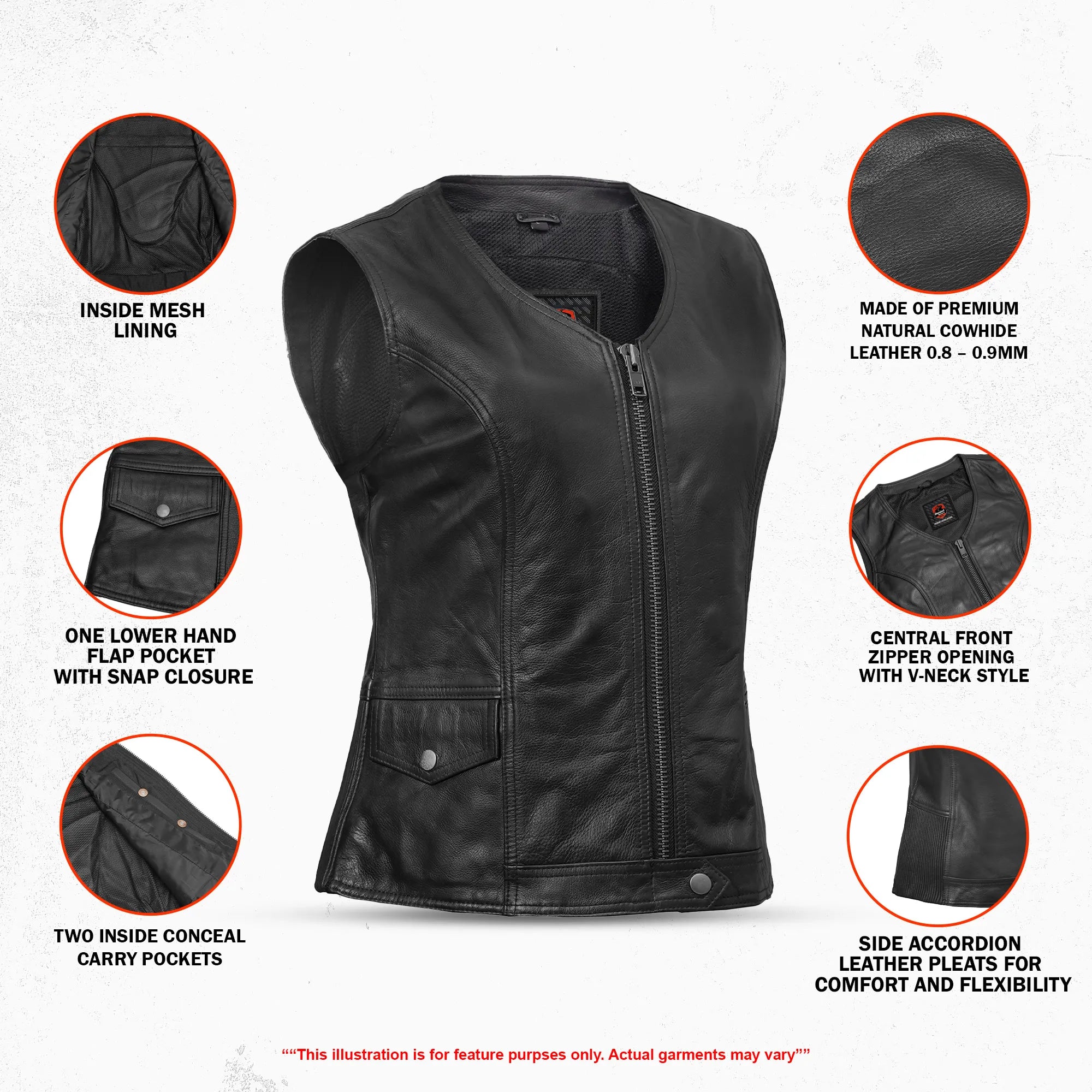 NoirFlex - Women’s Leather Motorcycle Vest