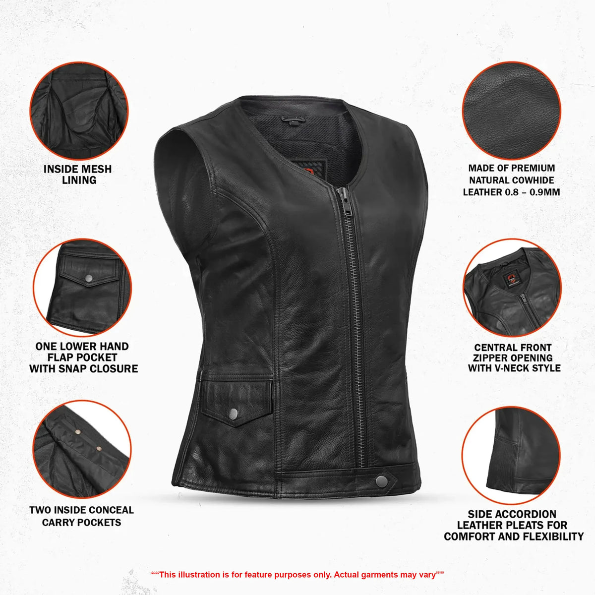 NoirFlex - Women’s Leather Motorcycle Vest