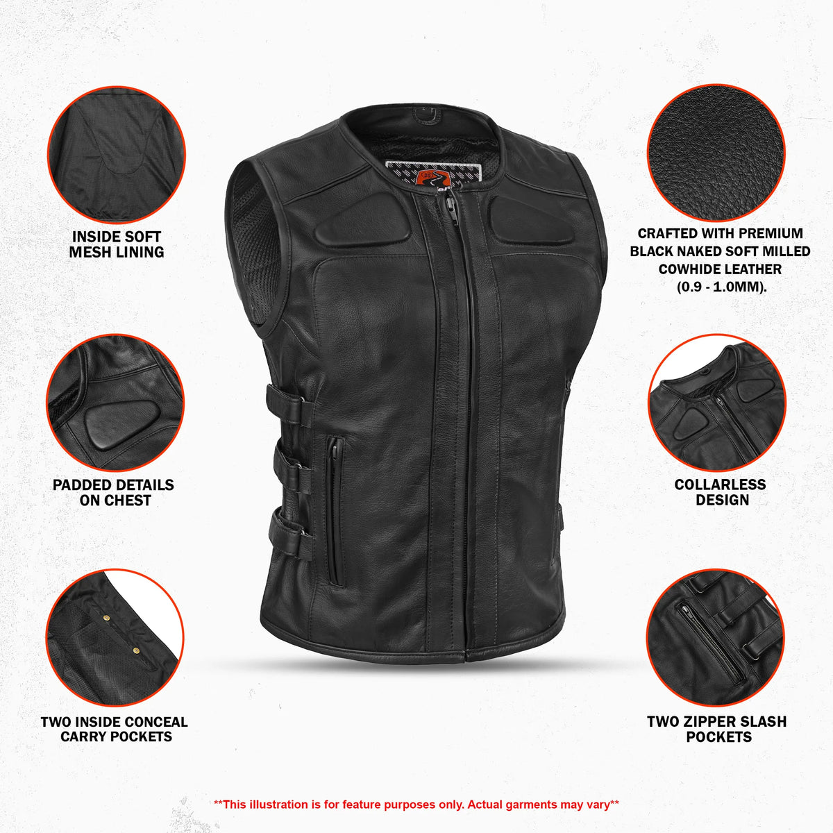Evelyn - Women's Leather Motorcycle Vest