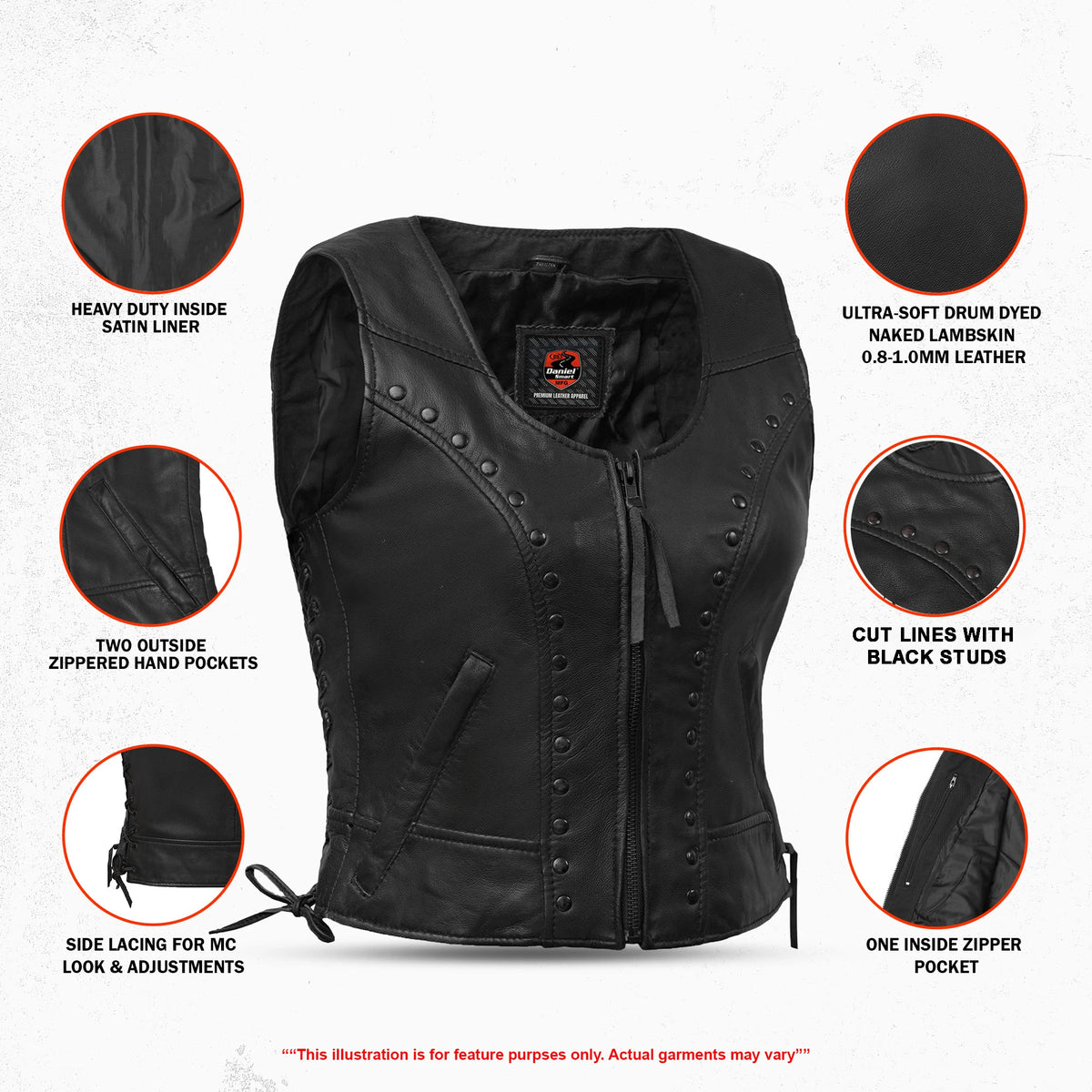 Pitter™ Women's Leather Motorcycle Vest