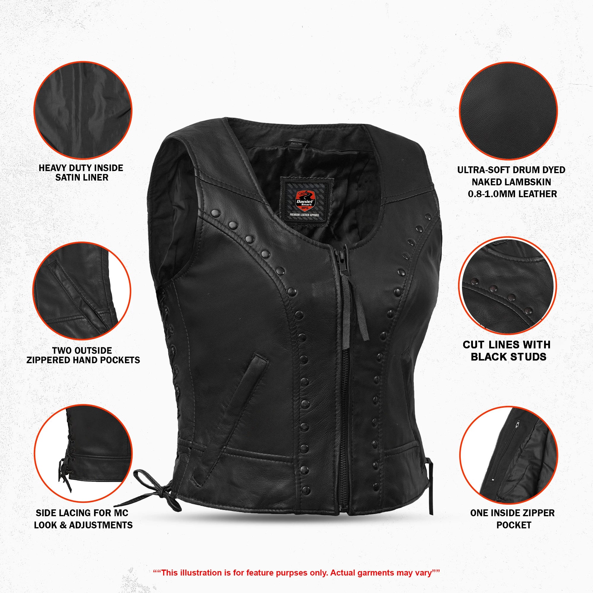 Pitter™ Women's Leather Motorcycle Vest