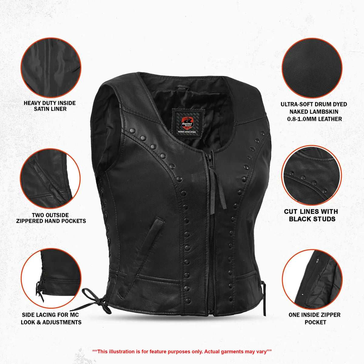 Pitter™ Women's Leather Motorcycle Vest