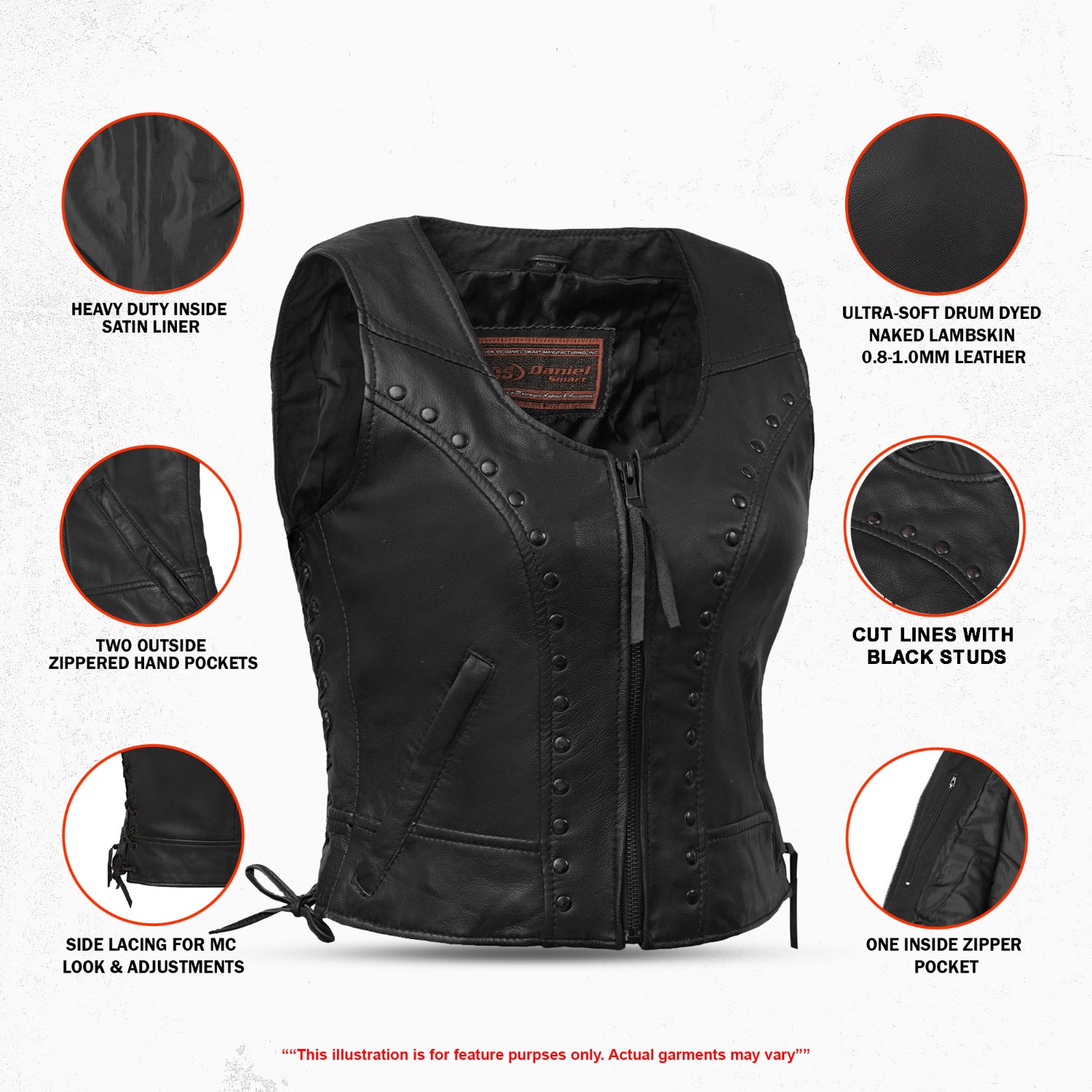 Raven™ Women's Leather Motorcycle Vest