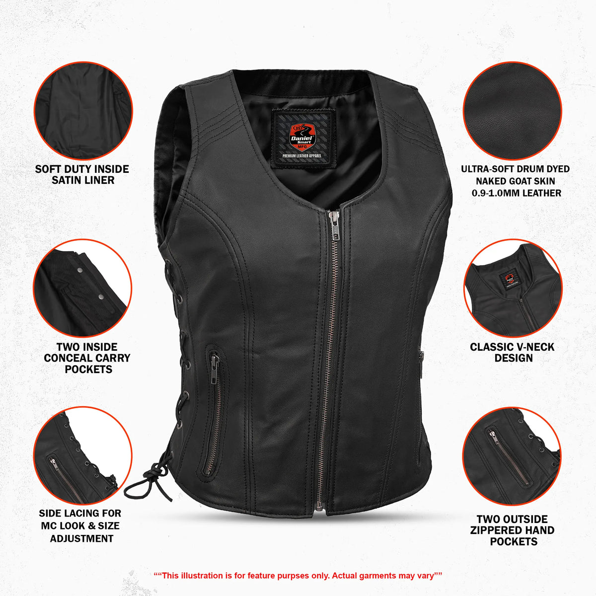 Inferno Women's Leather Motorcycle Vest