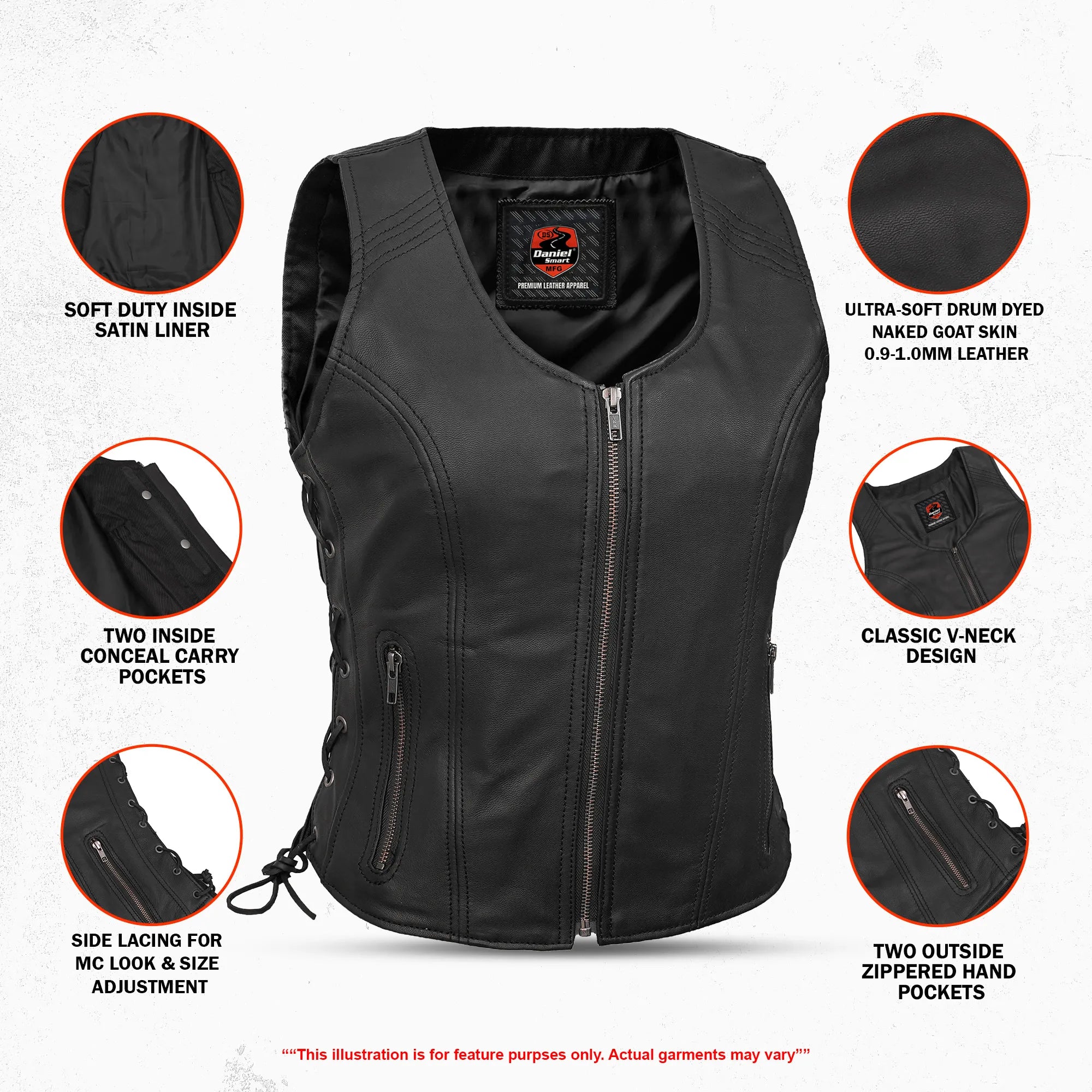 Inferno Women's Leather Motorcycle Vest
