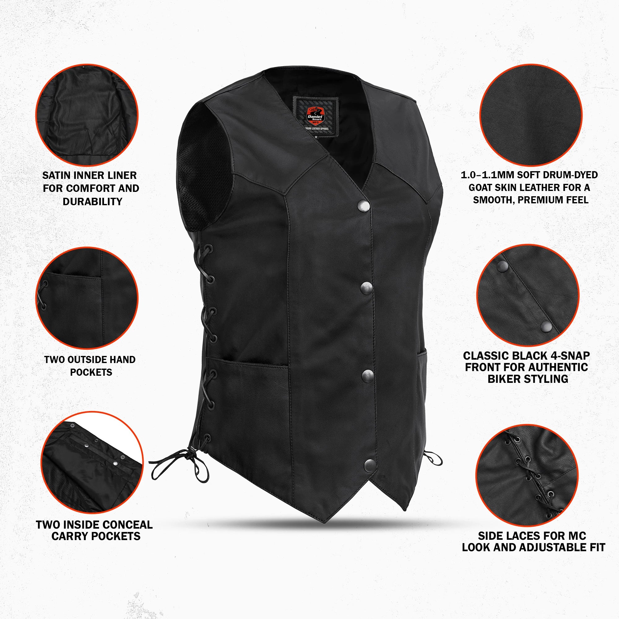 Rovena - Women's Leather Motorcycle Vest
