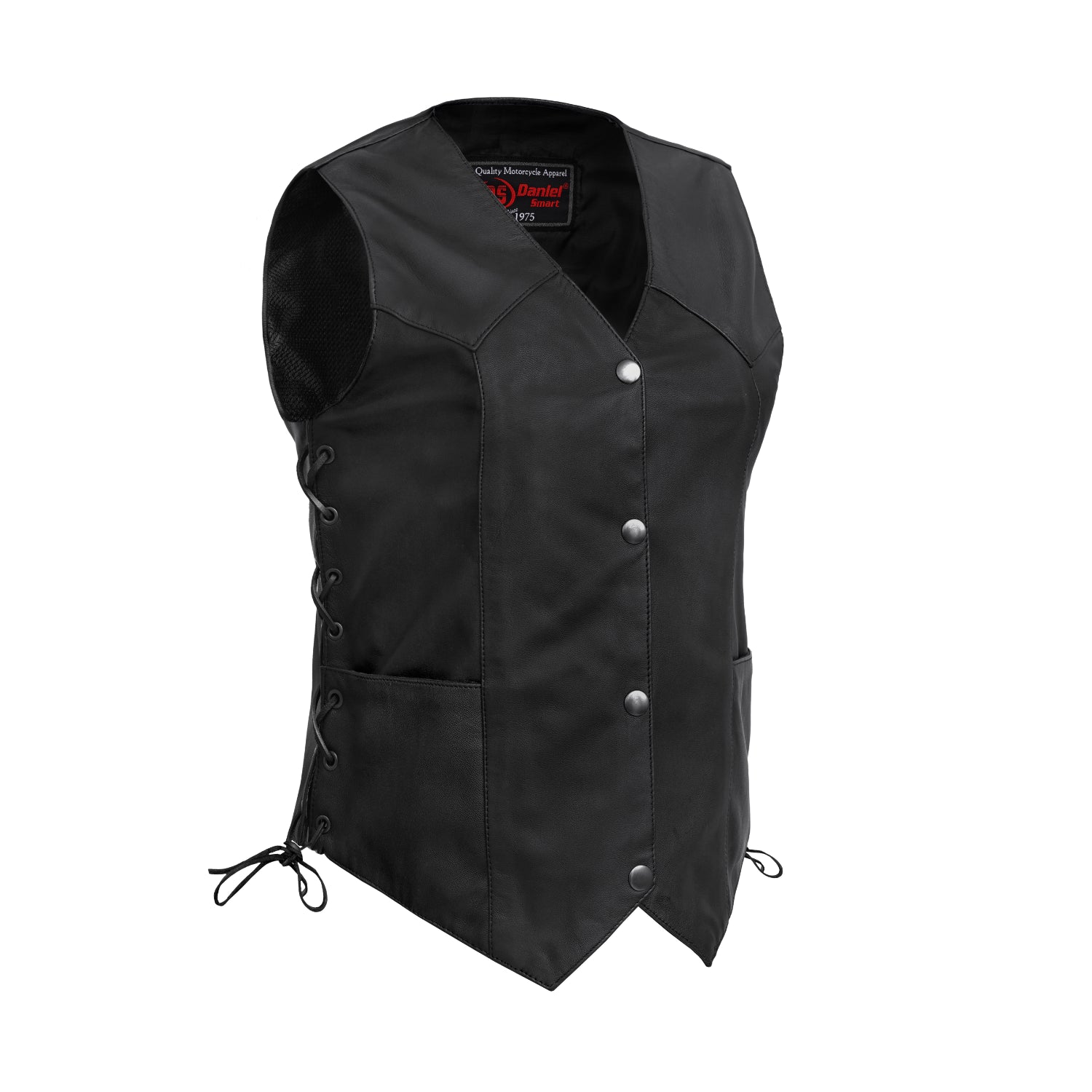 Women's Classic Side Lace Leather Motorcycle Vest