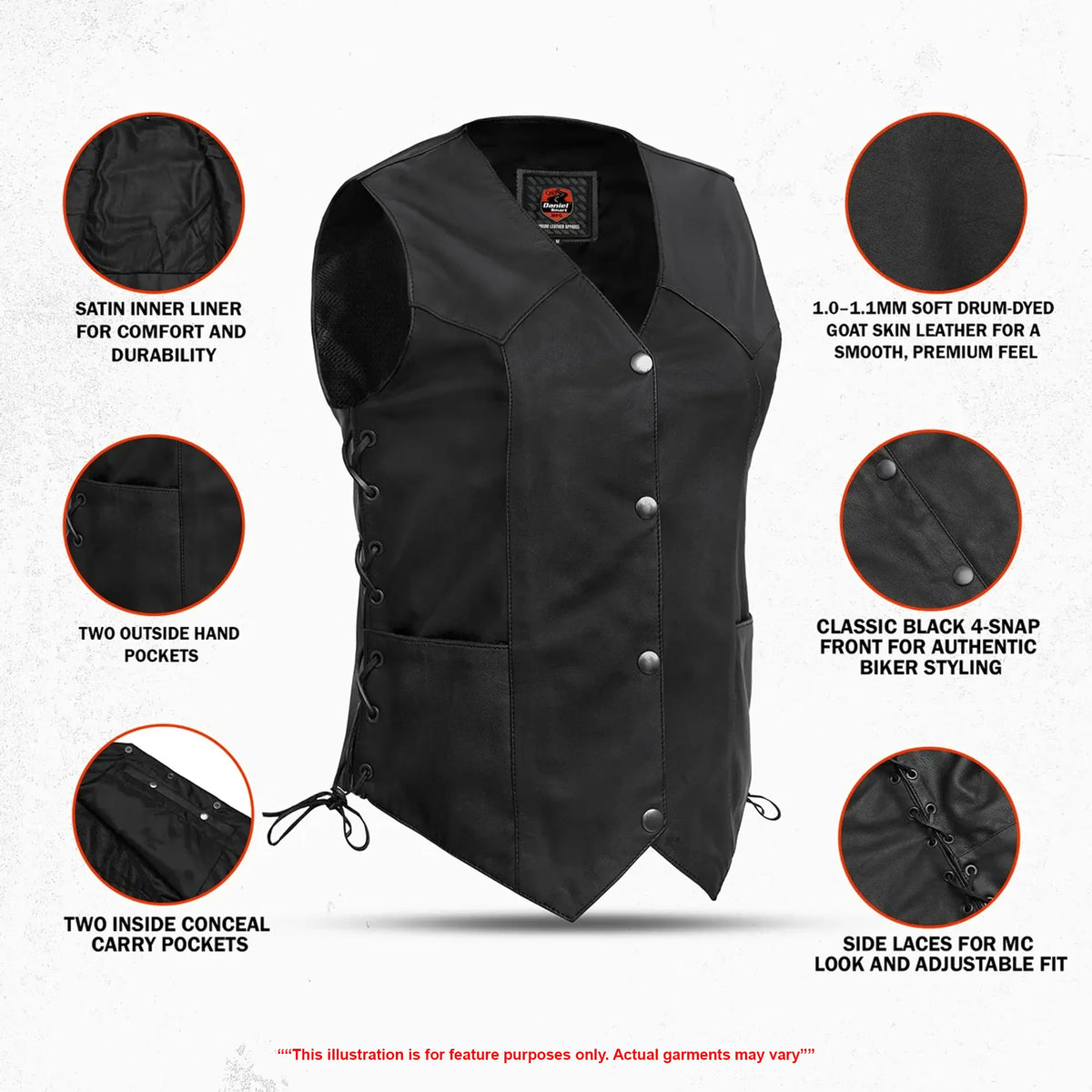 Rovena - Women's Leather Motorcycle Vest