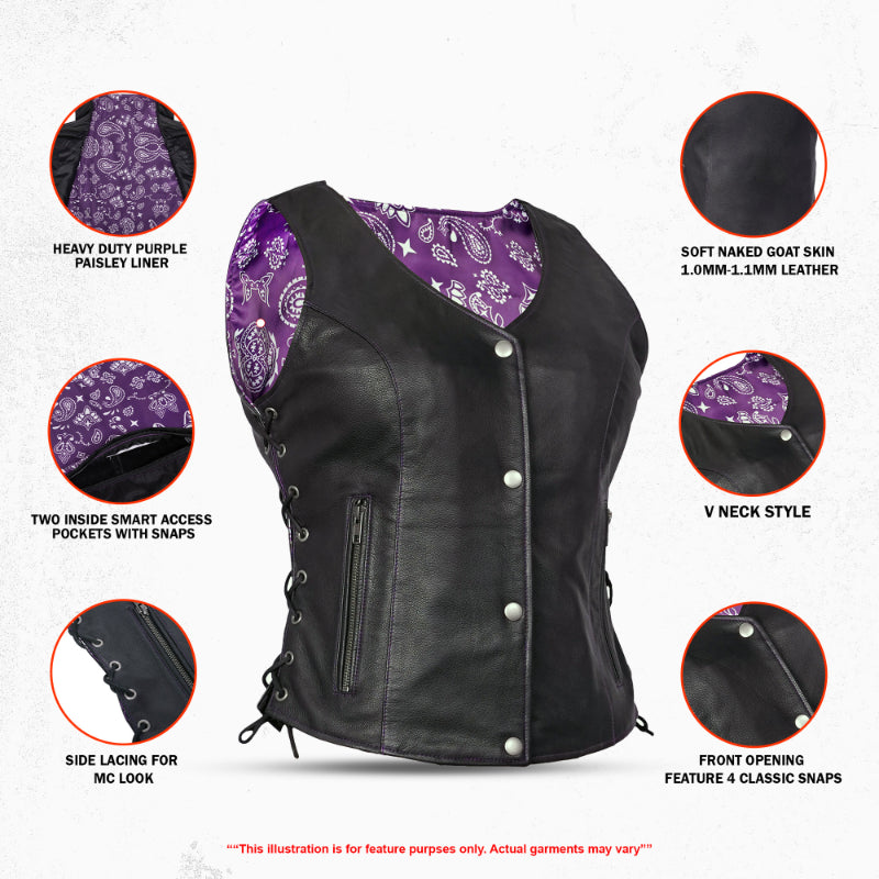 Miss Miles™ Women's Leather Motorcycle Vest