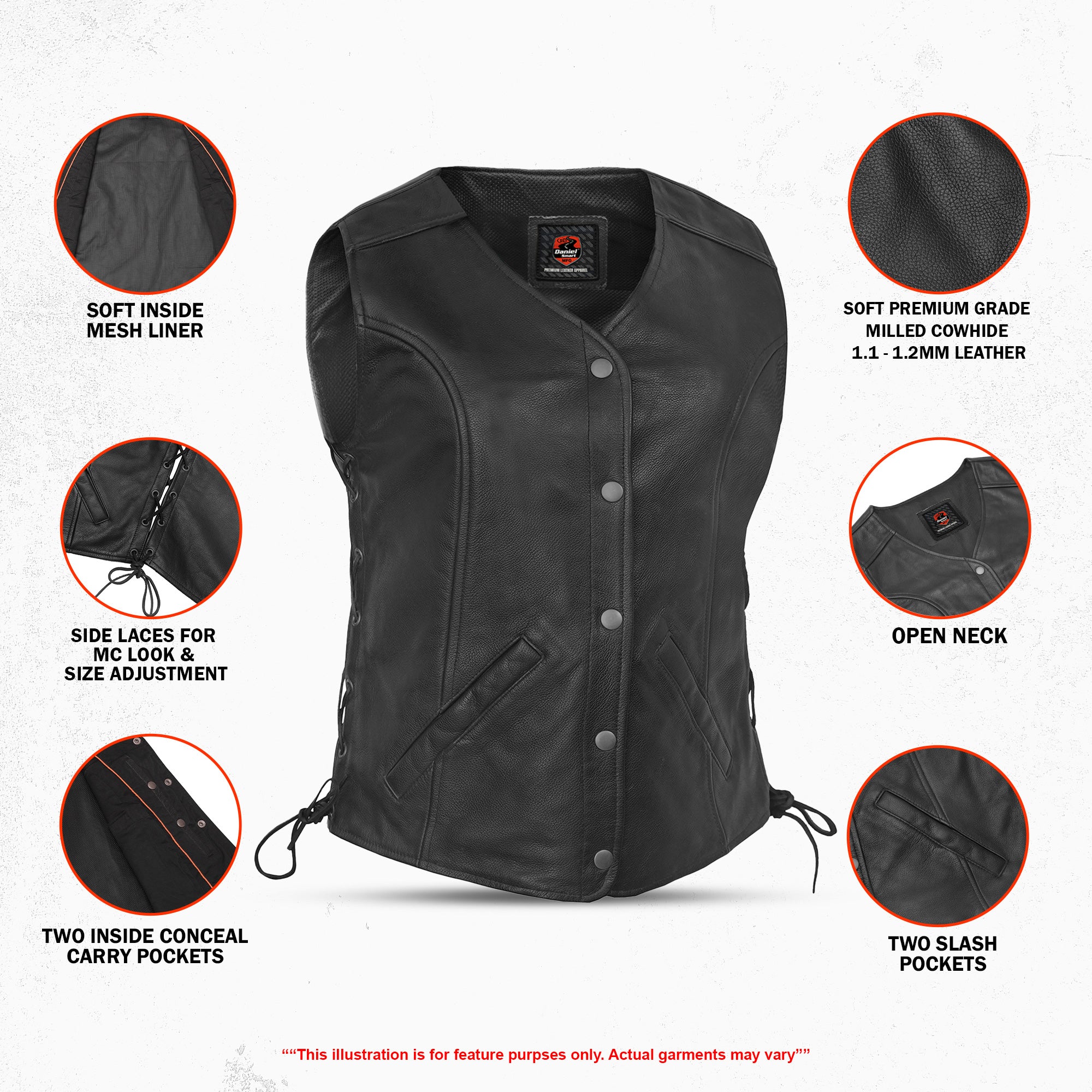Regal Women's Leather Motorcycle Vest