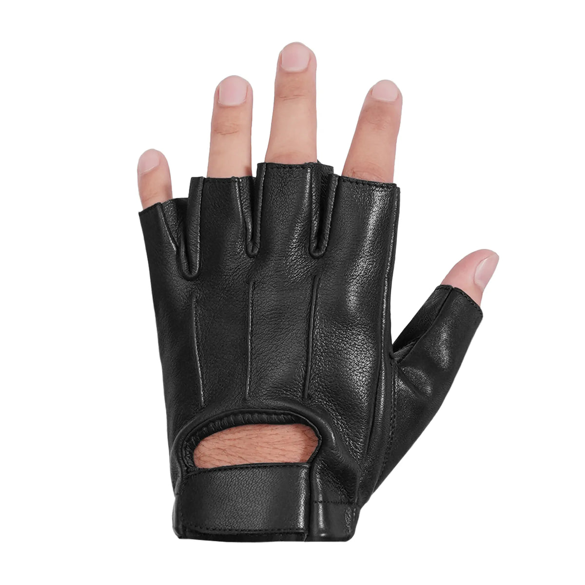 Hardy - Men's Deerskin Leather Motorcycle Fingerless Gloves