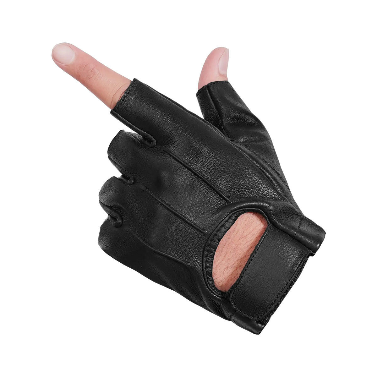 Hardy - Men's Deerskin Leather Motorcycle Fingerless Gloves