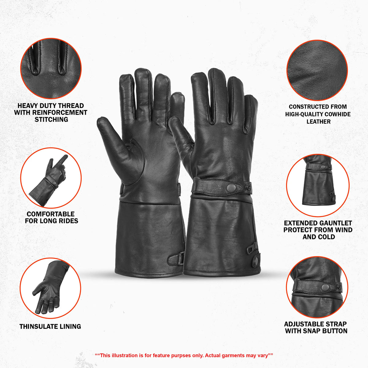 Cold Snap Cruiser Men's Gauntlet Motorcycle Gloves