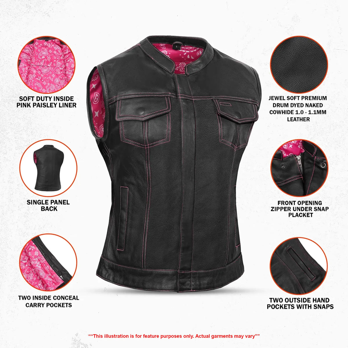 Orchid™ Women's Leather Motorcycle Vest