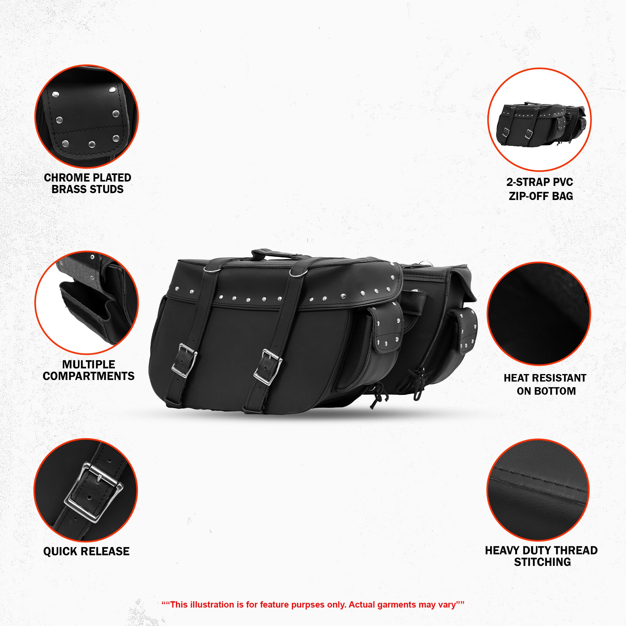 Voyager - Two-Strap Saddle Bag w/ Studs