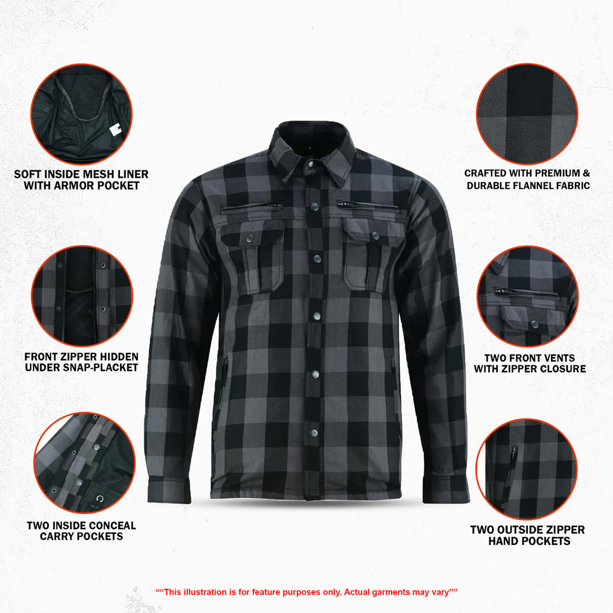 Armored Men's Motorcycle Flannel Shirts
