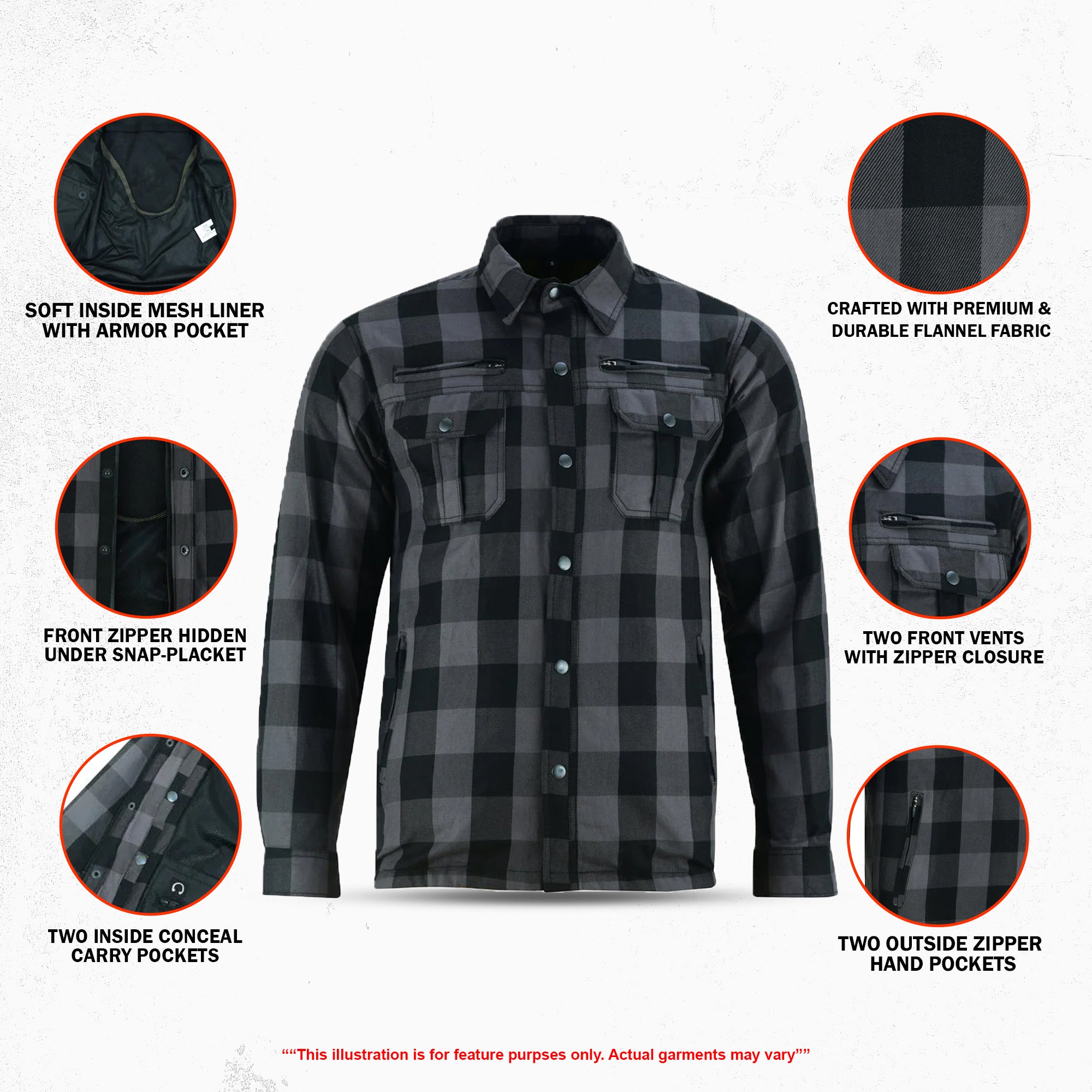 Armored Men's Motorcycle Flannel Shirts