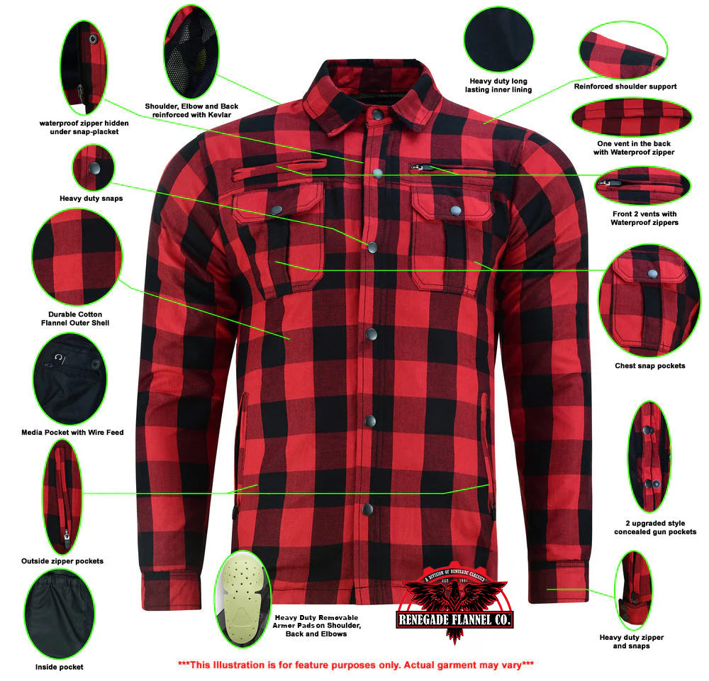 DS4671 Armored Flannel Shirt - Red