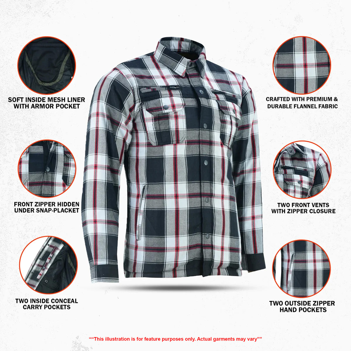 Armored Men's Motorcycle Flannel Shirts