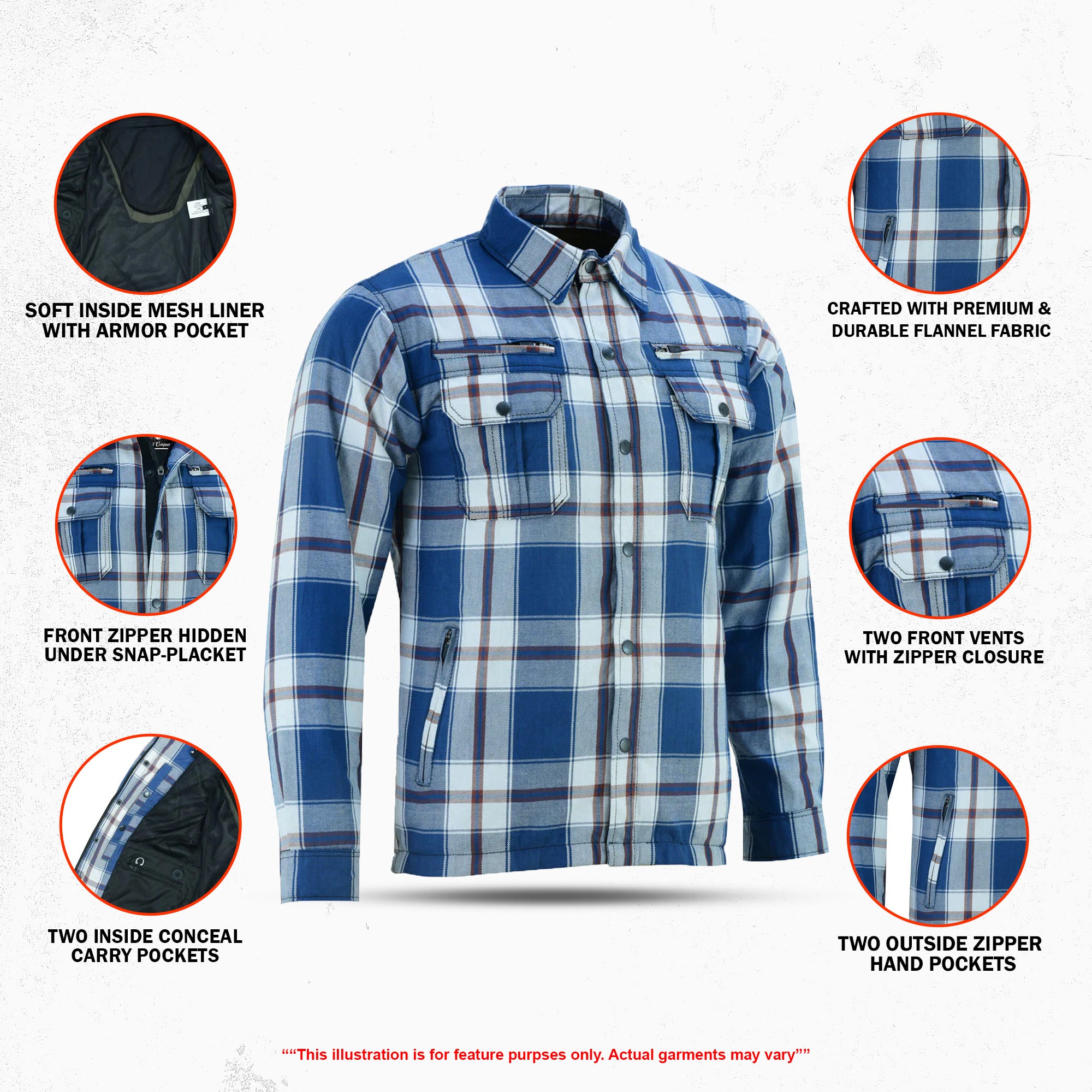 Armored Men's Motorcycle Flannel Shirts