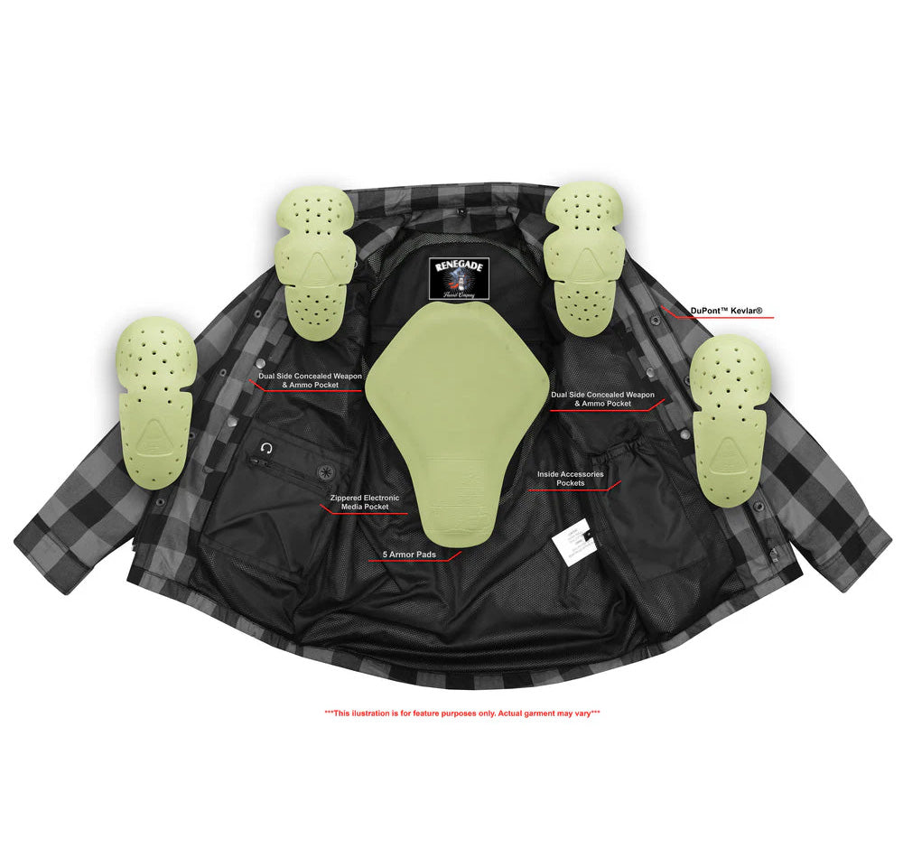 Armored Men's Motorcycle Flannel Shirts