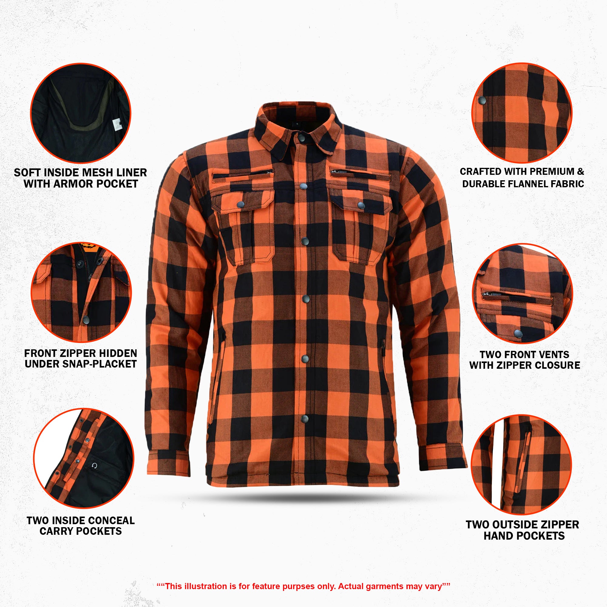 Armored Men's Motorcycle Flannel Shirts