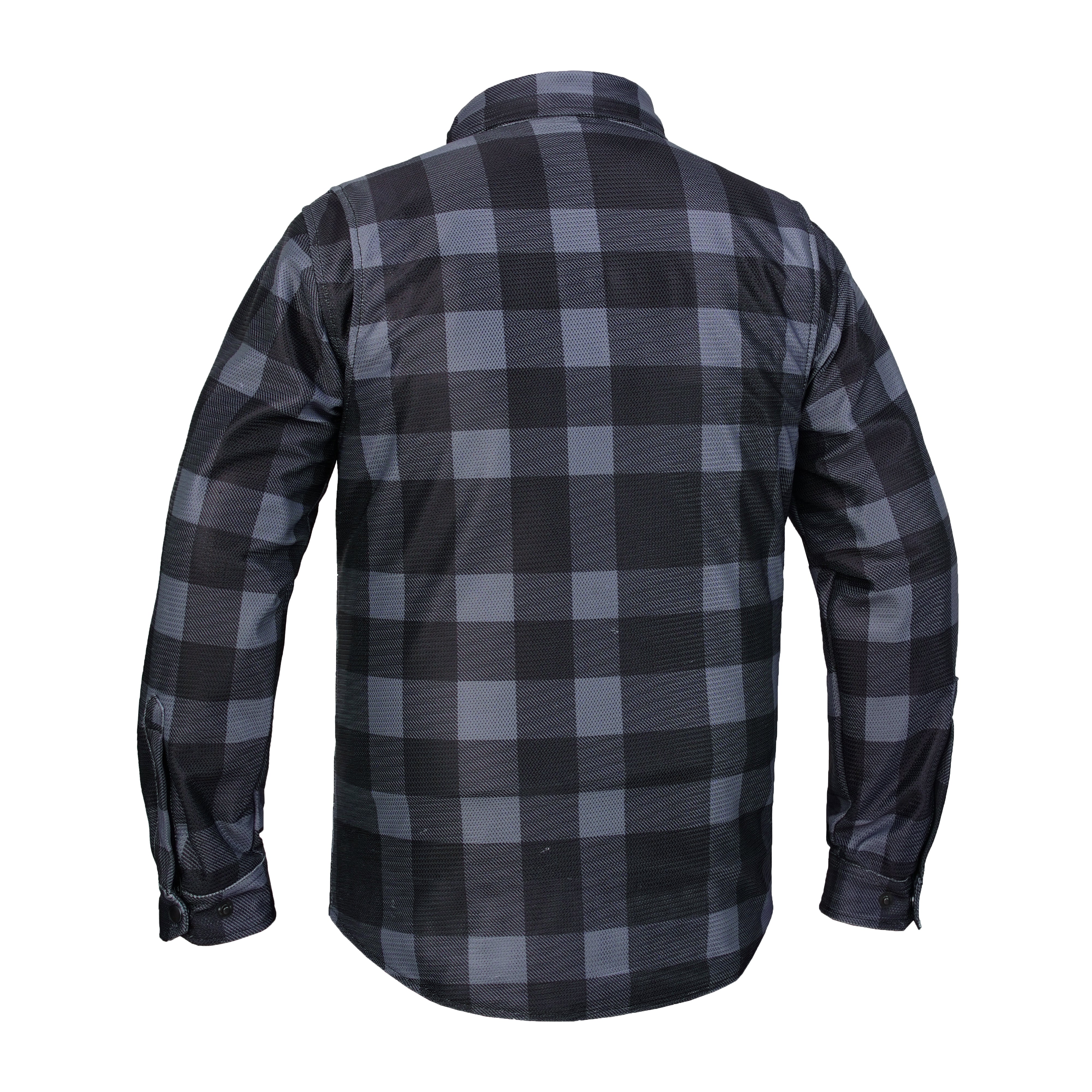 Moss Creek - Men's Mesh Armored Motorcycle Flannel Shirt - Gray & Black