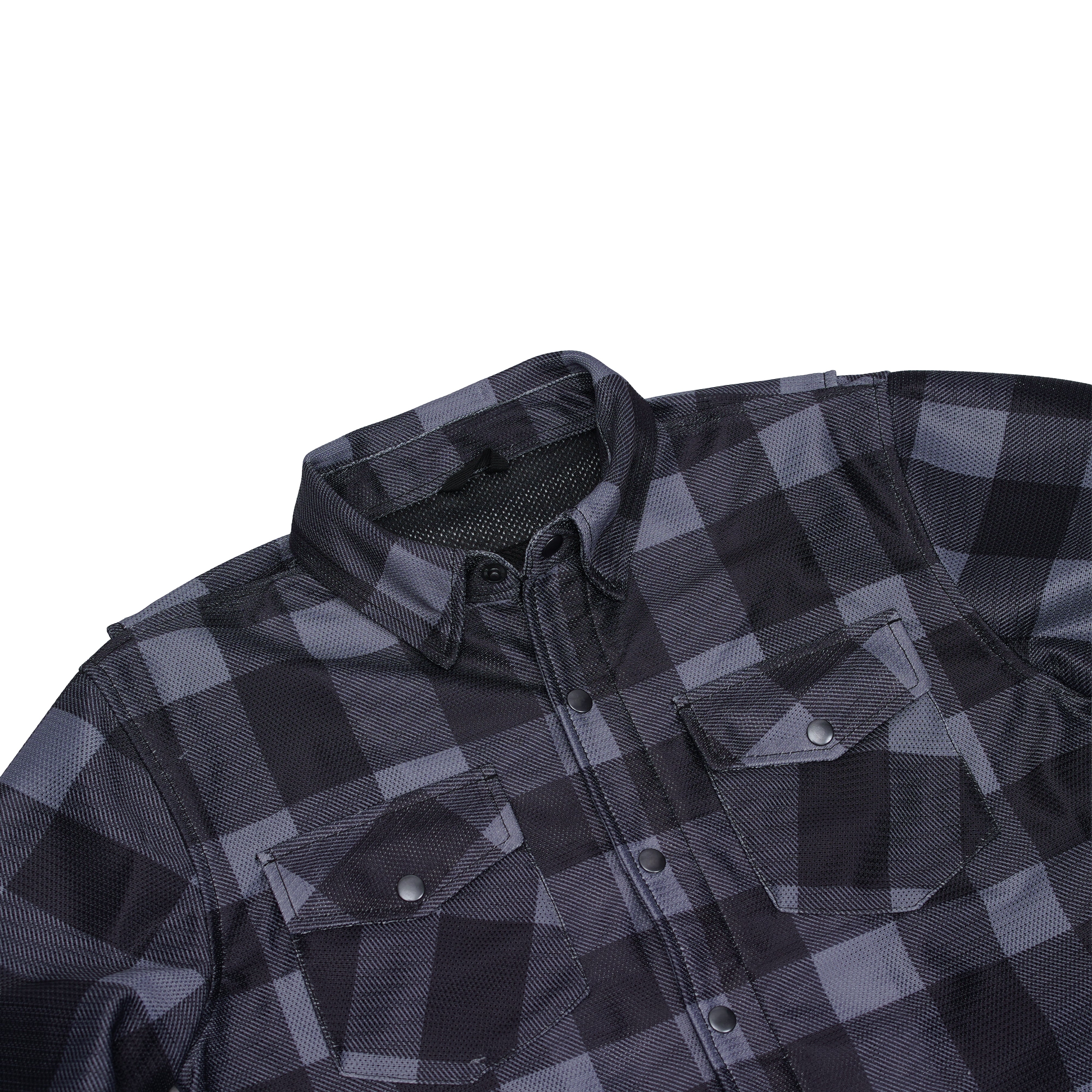 Moss Creek - Men's Mesh Armored Motorcycle Flannel Shirt - Gray & Black