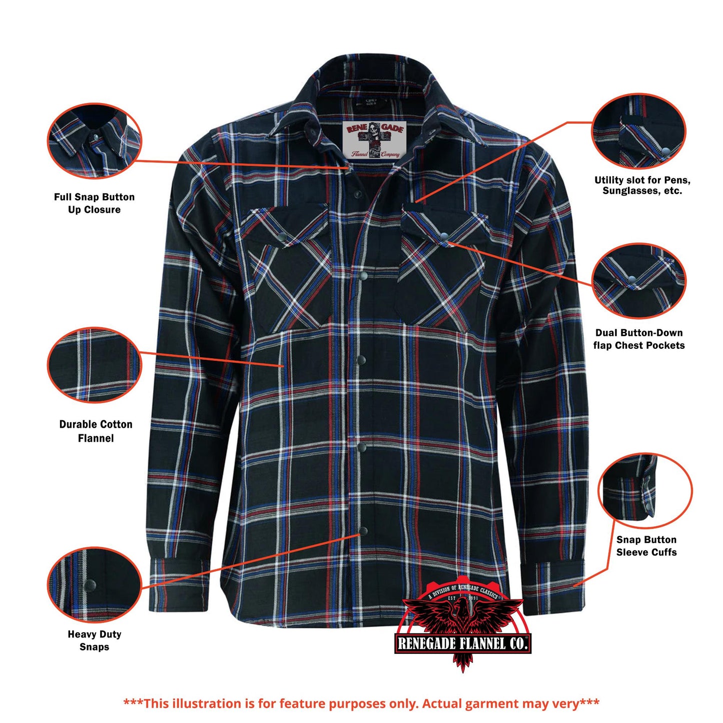 DS4680 Flannel Shirt - Black, Red and Blue