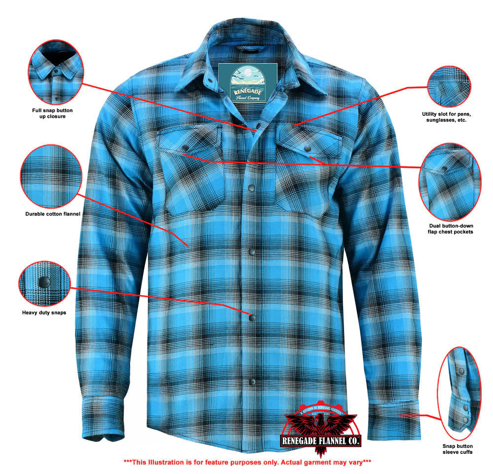 DS4683 Flannel Shirt - Blue and Black Shaded