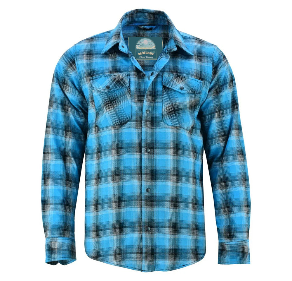 DS4683 Flannel Shirt - Blue and Black Shaded