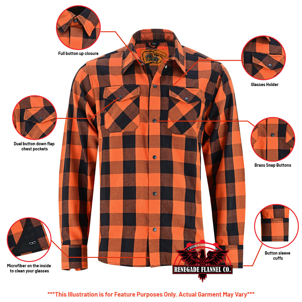 DS4684 Flannel Shirt - Orange and Black