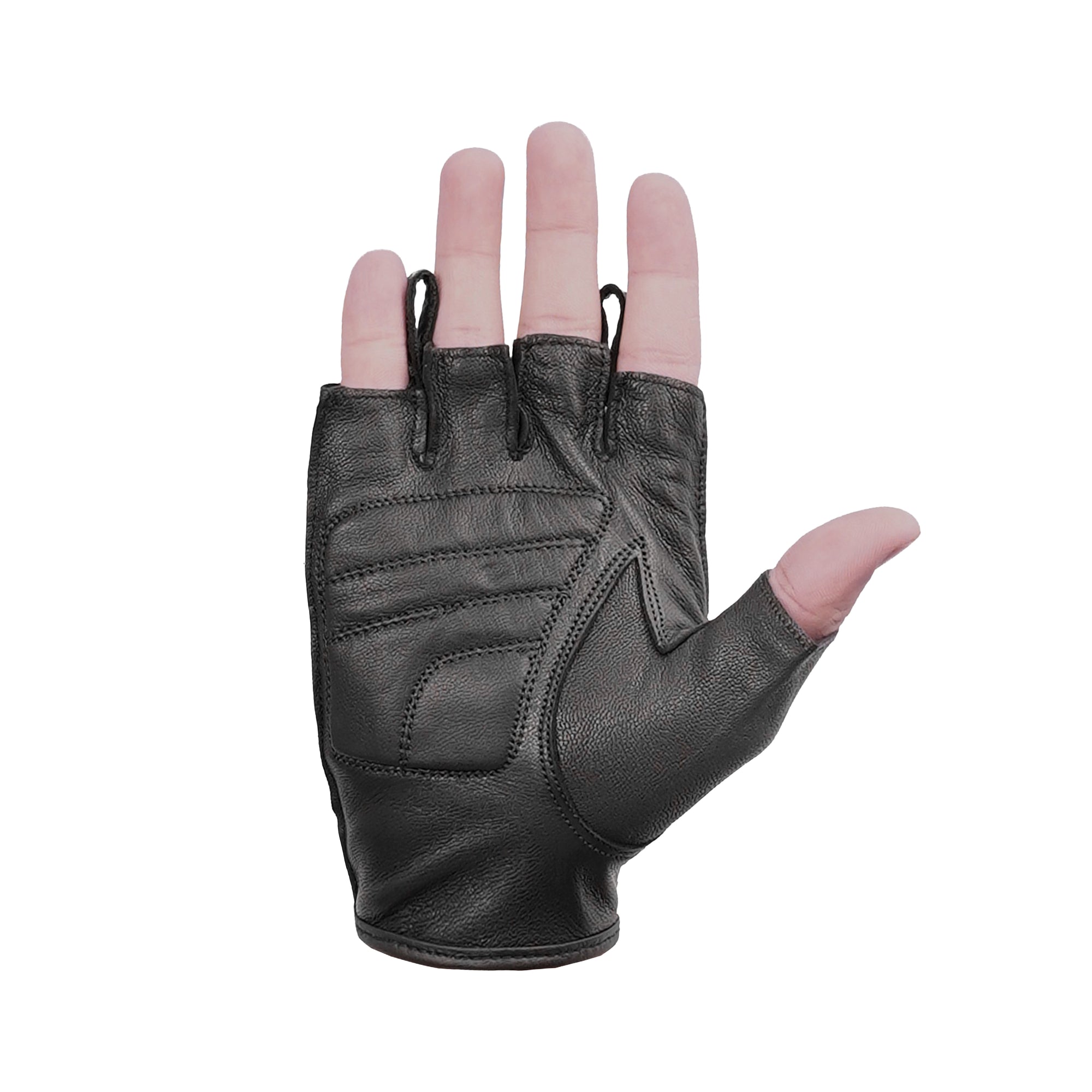 Titan Grip - Men's Leather Motorcycle Fingerless Gloves