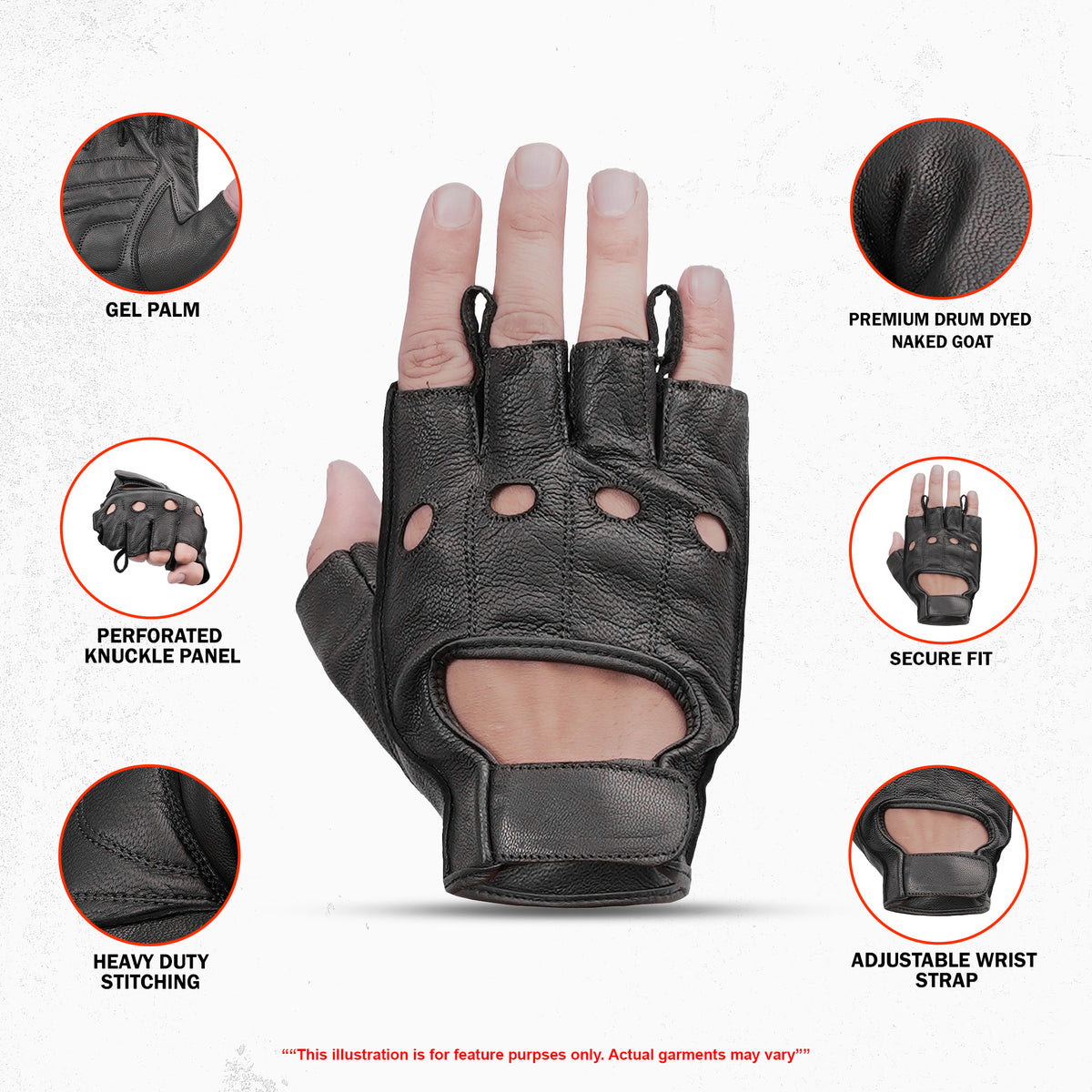 Titan Grip Men's Fingerless Gloves for Durability