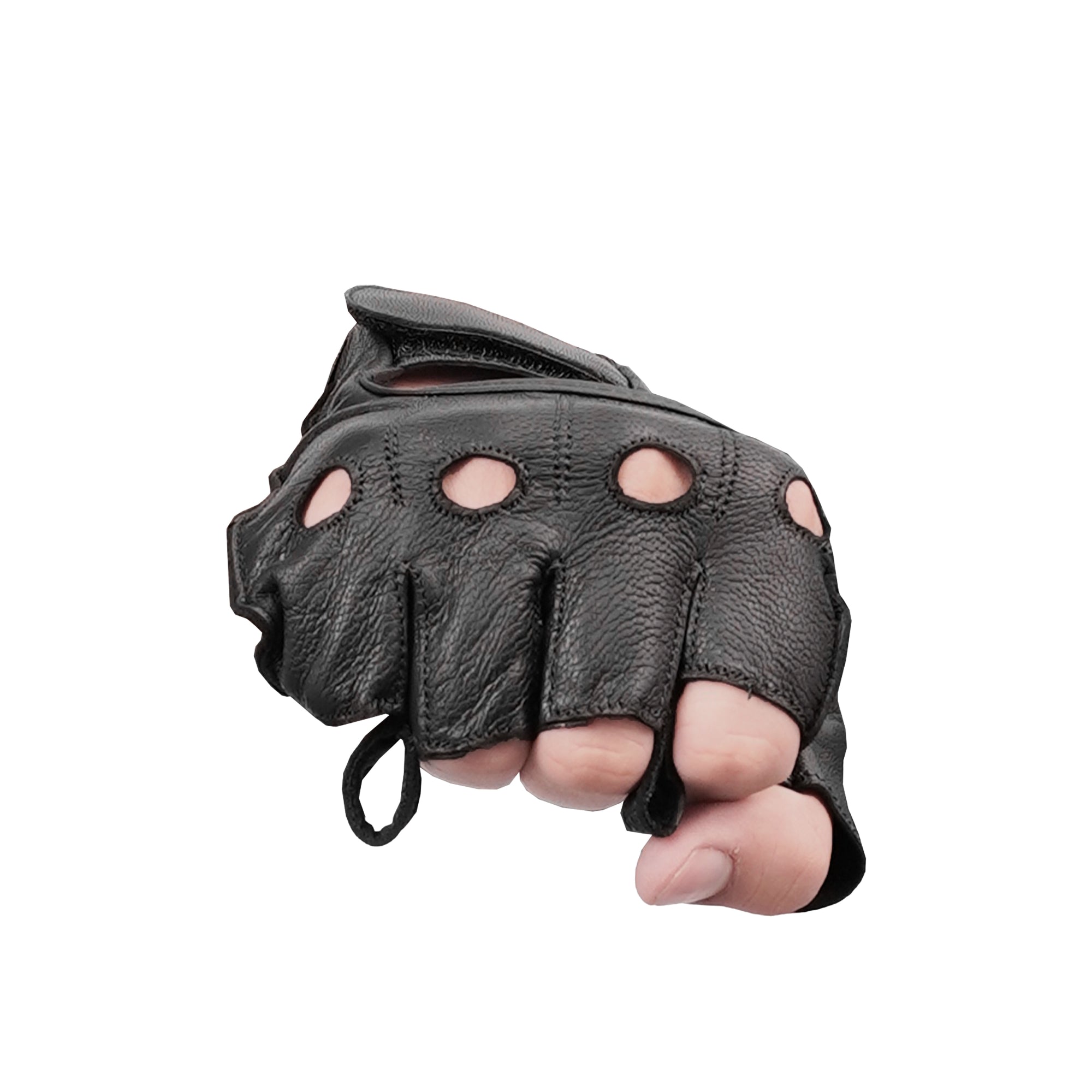 Titan Grip - Men's Leather Motorcycle Fingerless Gloves