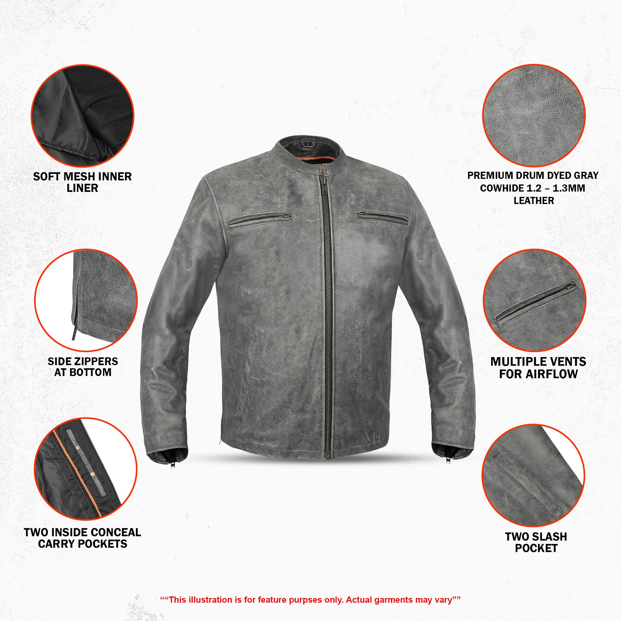 Rocco Men's Leather Motorcycle Jacket
