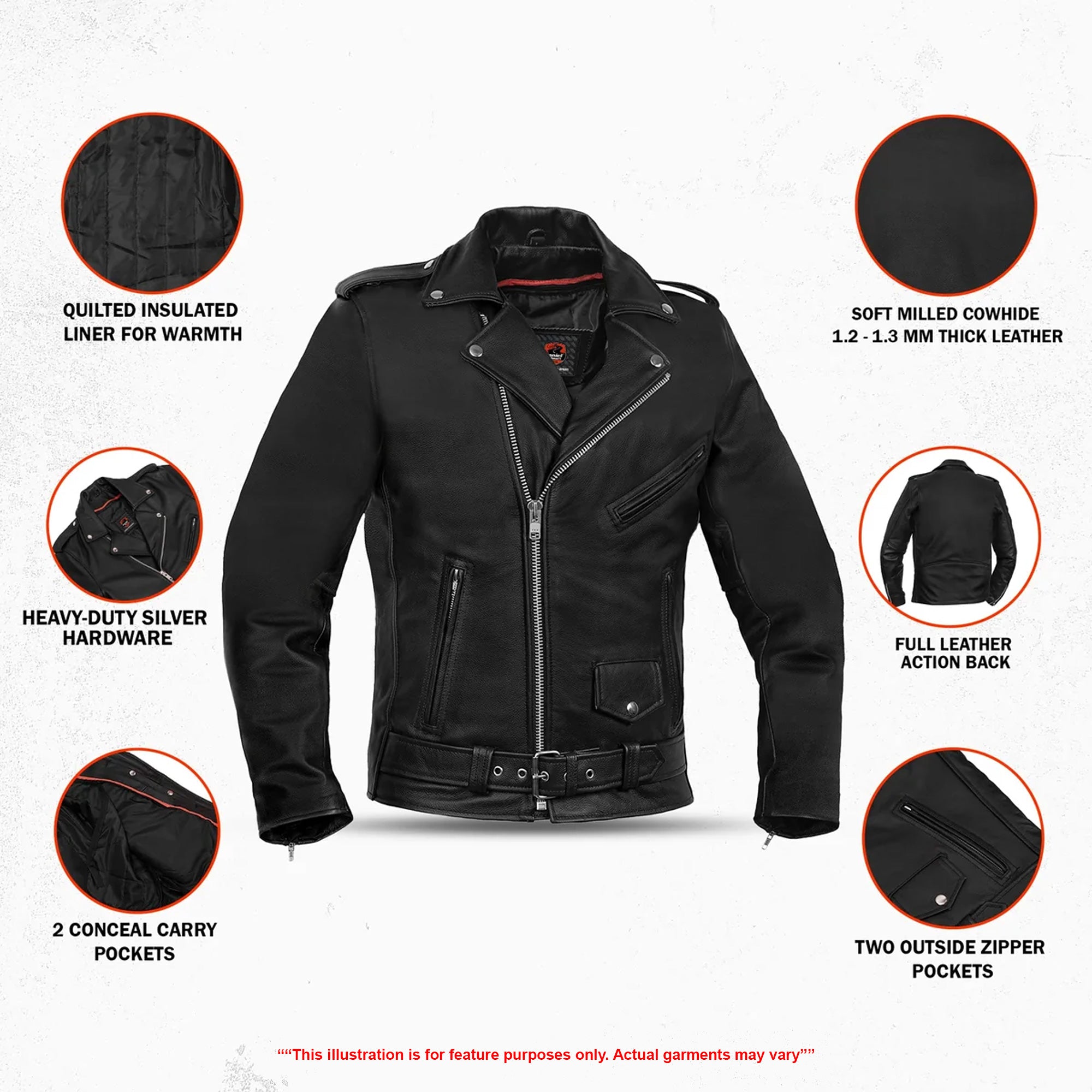 Road Titan Men's Leather Motorcycle Jacket |Tough & Timeless