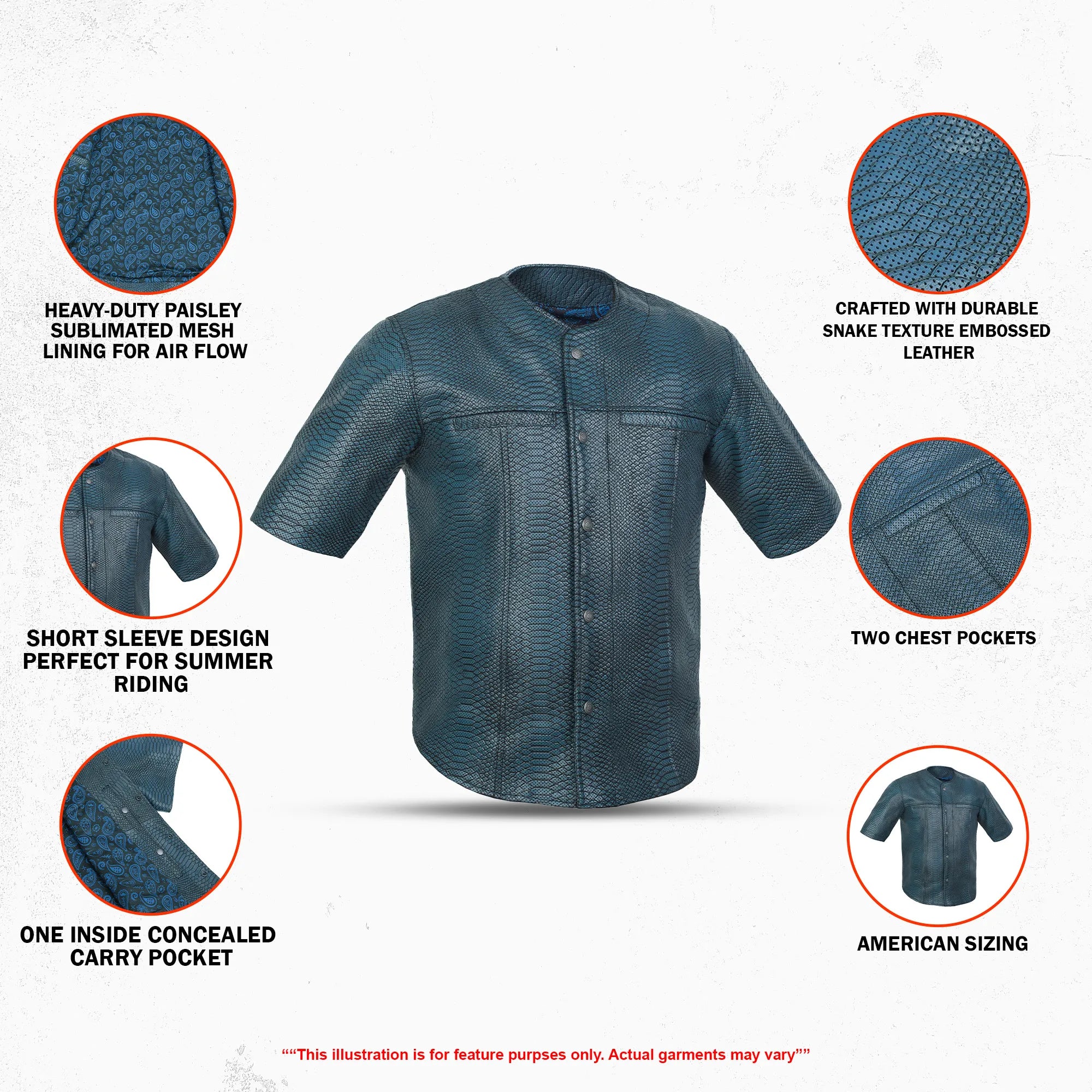 Cobra Wave - Men's Leather Motorcycle Shirt