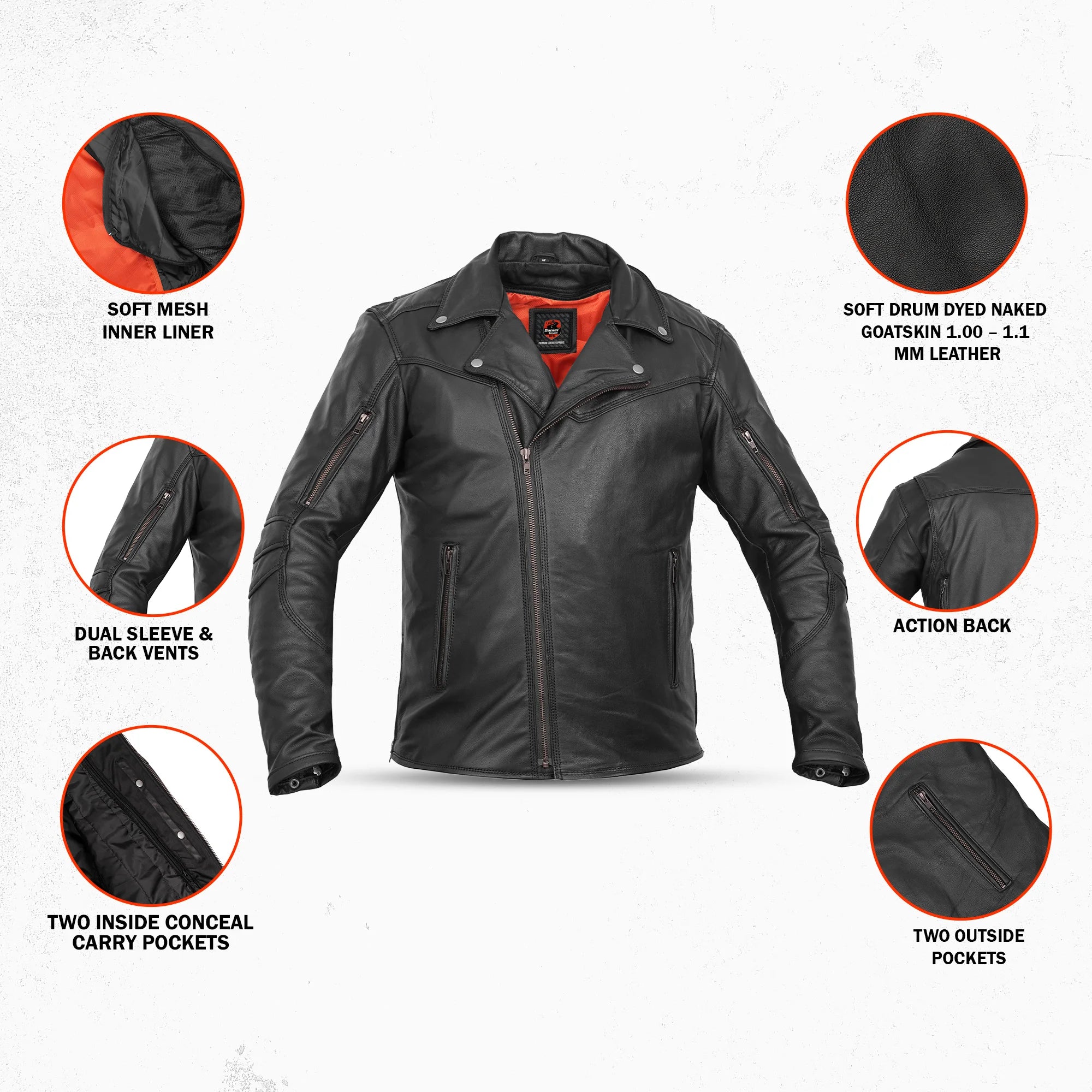 Neon Apex Men's Leather Motorcycle Jacket