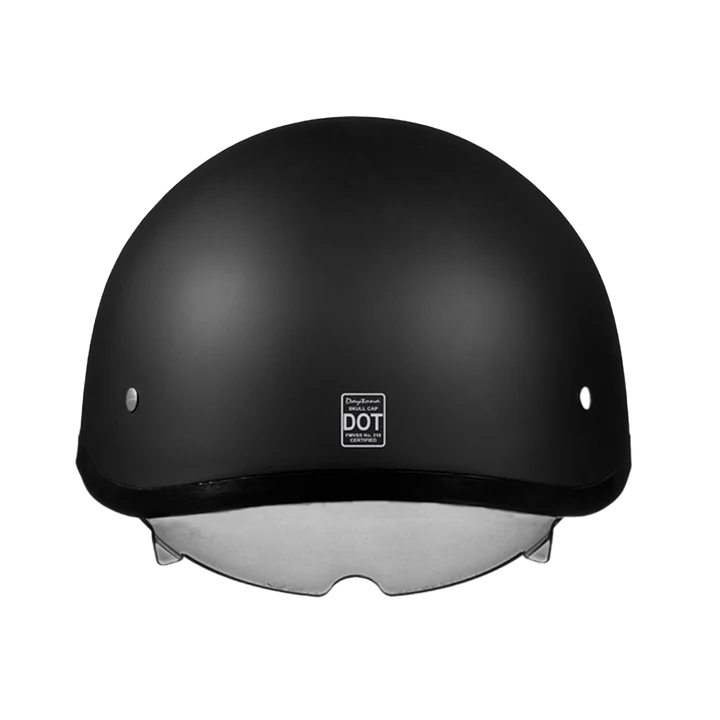 D.O.T. DAYTONA SKULL CAP W/ INNER SHIELD- HI-GLOSS BLACK