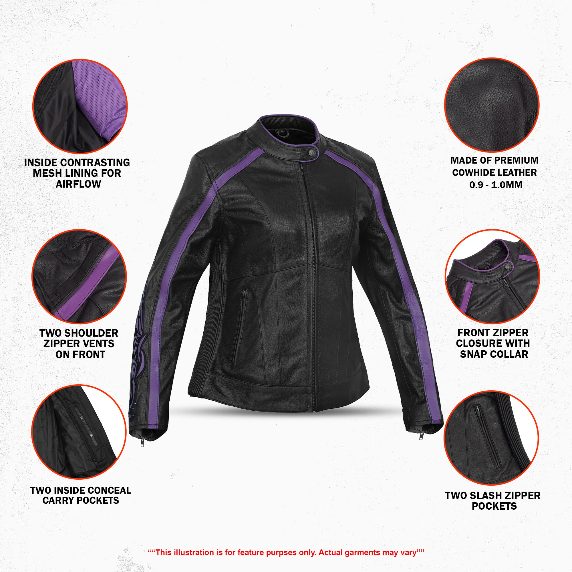 Ultra Violet - Women’s Leather Motorcycle Jacket