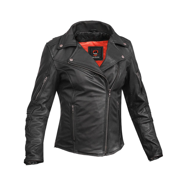 Scarlet Fury Women's Leather Jacket | Fiery & Unstoppable Look