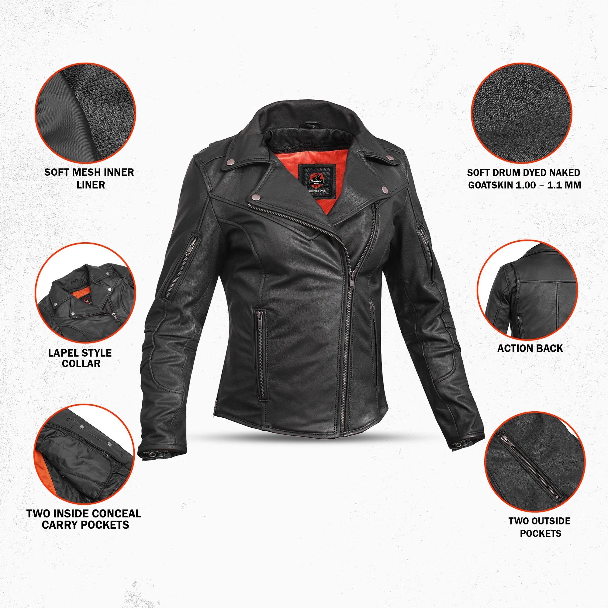 Scarlet Fury Women's Leather Motorcycle Jacket