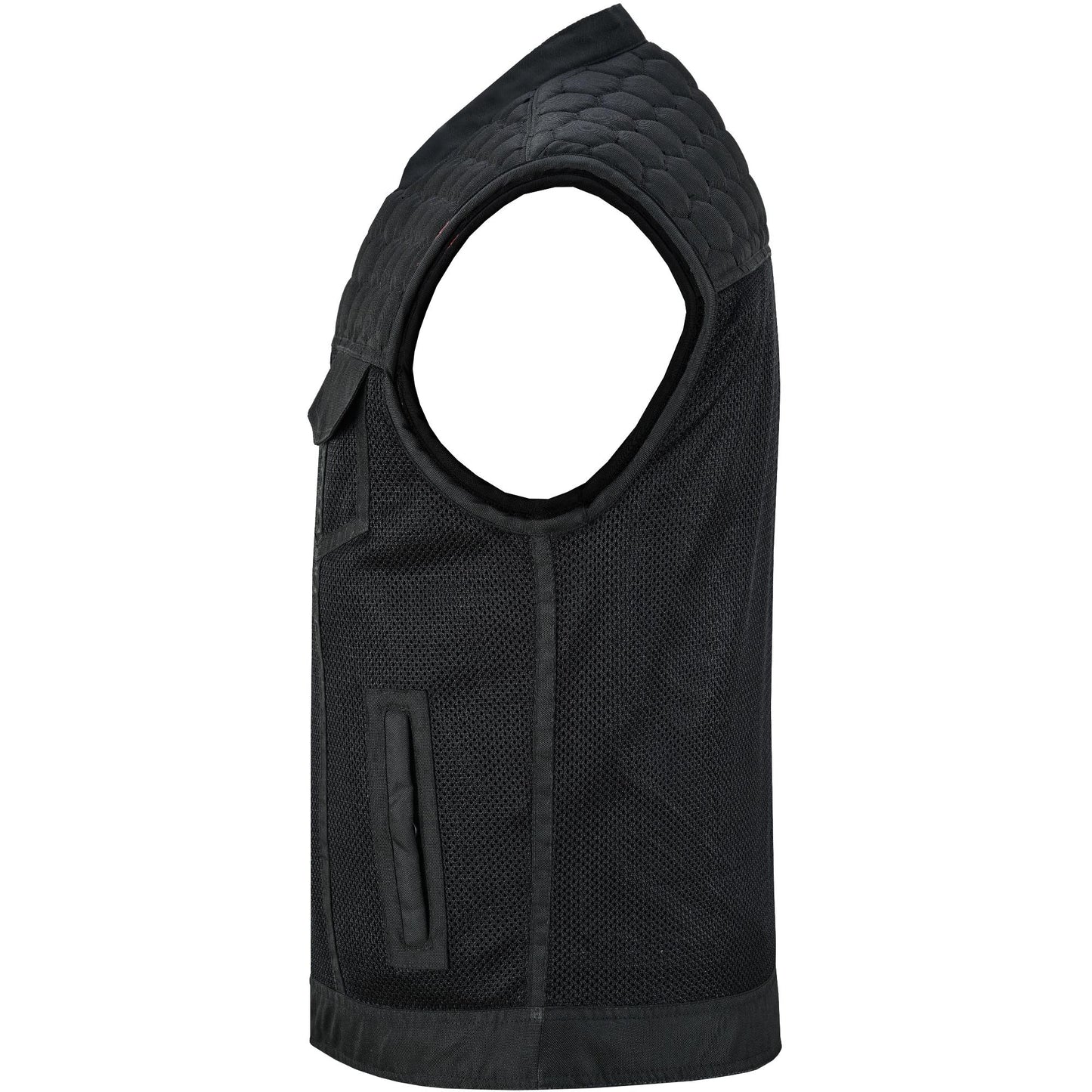 Mesh Rave Men’s Black Mesh Textile Vest with Black Paisley Liner