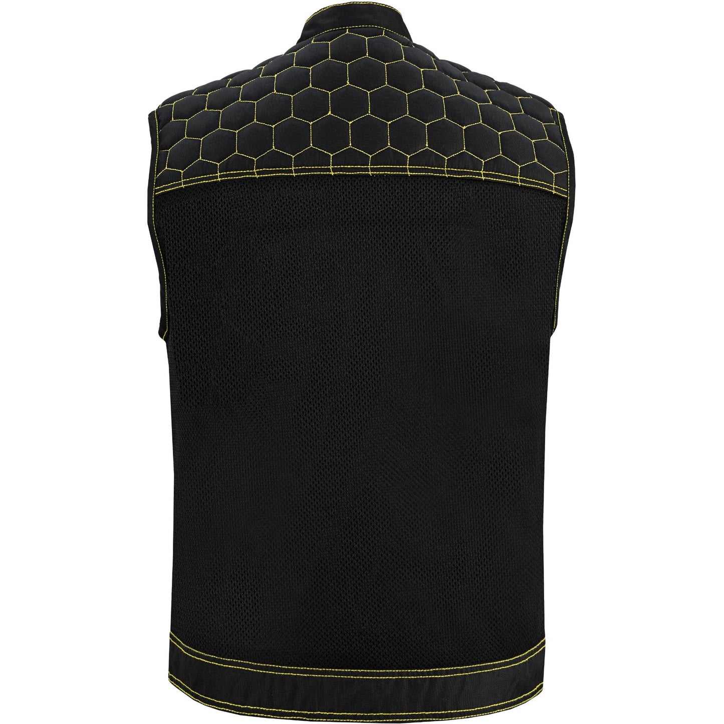 Gloom Gold Men’s Black Mesh Textile Vest with Yellow Thread Detailing